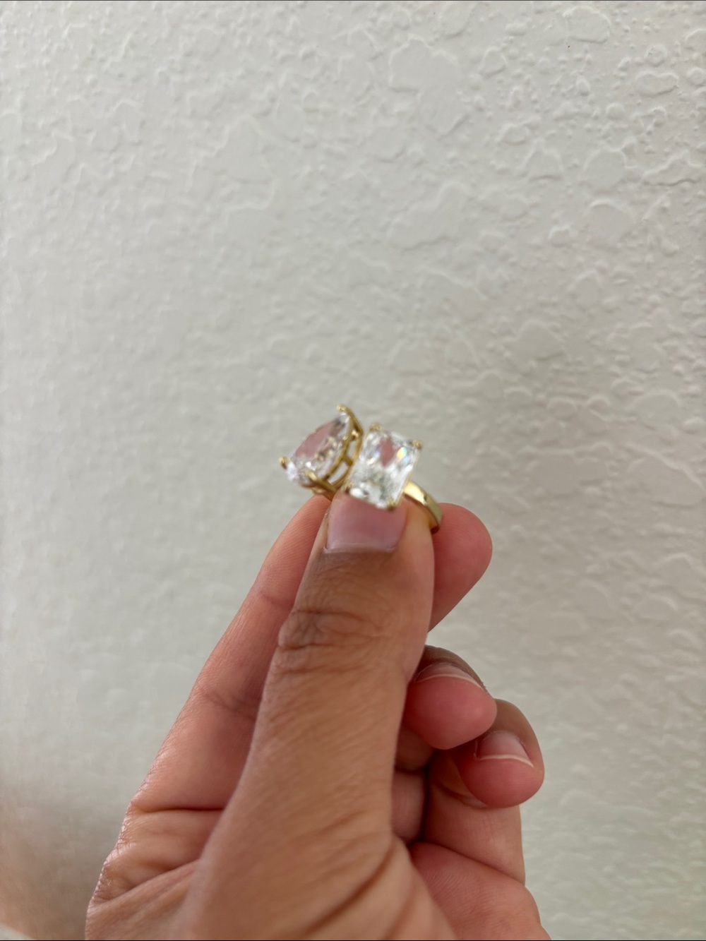 Gold Ring with Pink and Clear Gemstones - Women Jewelry